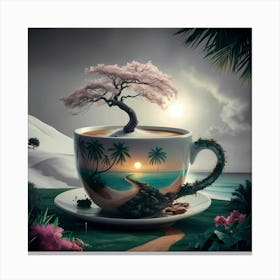 Coffee Cup With Tree Canvas Print