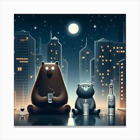 Bears In The City Canvas Print