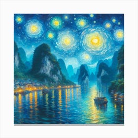 Starry Night In Ha Long Bay V3 Canvas Print