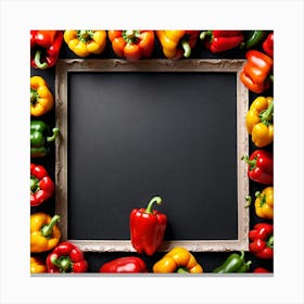 Colorful Peppers In A Frame 6 Canvas Print