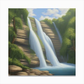 Natures Majesty A Hyperrealistic Close Up Of A Cascading Waterfall Capturing The Power 2 Canvas Print