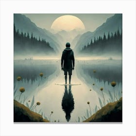 Man On A Lake Canvas Print