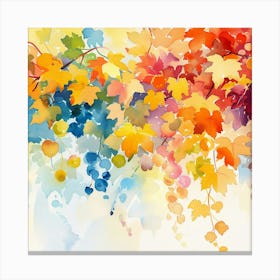 Autumn Leaves Watercolor Painting Canvas Print