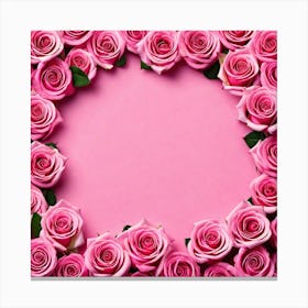 Pink Roses On Pink Background Canvas Print