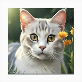 High Quality Illustration Realistic Cat Outdoors(5) Canvas Print