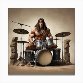 Man Cave Collection: Barbarian Drummer Canvas Print