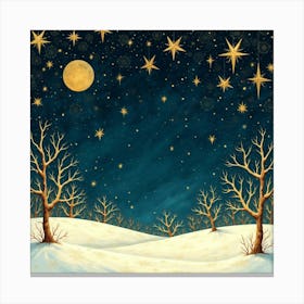 Winter Night Sky Canvas Print