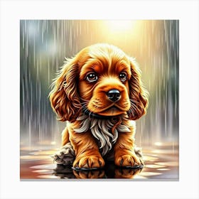 Puppy In The Rain Canvas Print