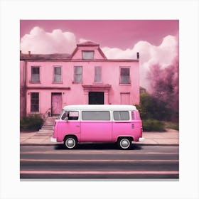 Pink Vw Bus 1 Canvas Print