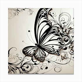 Butterfly And Floral Design 1 Canvas Print