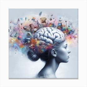 Woman With A Brain Canvas Print