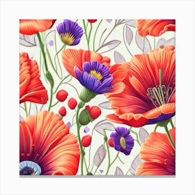 Poppies Seamless Pattern Canvas Print