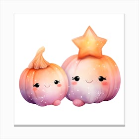 Cute Pumpkins white background Canvas Print