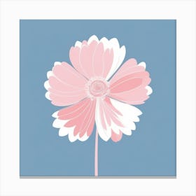 A White And Pink Flower In Minimalist Style Square Composition 470 Canvas Print