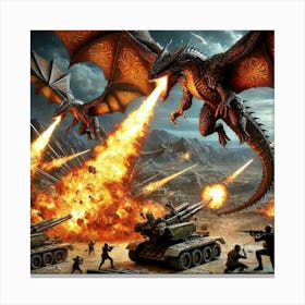 Dragons Of The Sky Targeting Martian Artillery Canvas Print