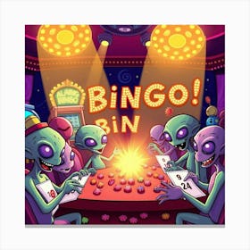 Aliens Playing Bingo Canvas Print