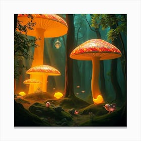 Mushrooms In The Forest 29 Canvas Print