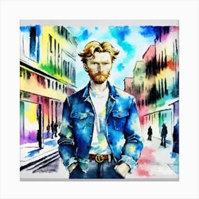 Man In Denim Jacket Canvas Print