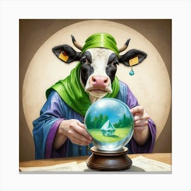 Cow With A Crystal Ball Canvas Print