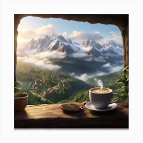 Coffee And Mountains Canvas Print