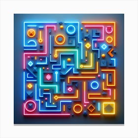 Neon Maze Canvas Print