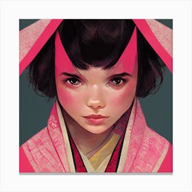 Kimono Girl Square Canvas Print