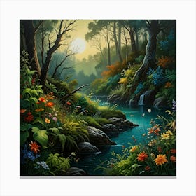 River In The Forest Canvas Print