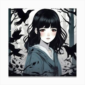 Anime Crow Girl Canvas Print