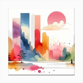 Watercolor Cityscape 9 Canvas Print