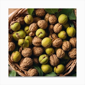 Walnuts In A Basket 3 Canvas Print