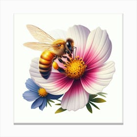 Bee On Flower Canvas Print