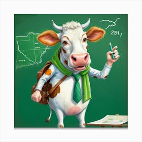 Cow In School Canvas Print