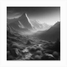 Black And White Mountain Landscape 5 Canvas Print