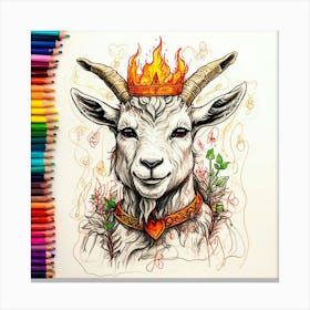 Goat With Crown 2 Canvas Print