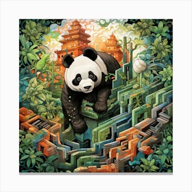 Panda Bear In The Jungle 1 Canvas Print