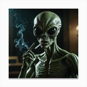 Alien Smoking A Cigarette Canvas Print