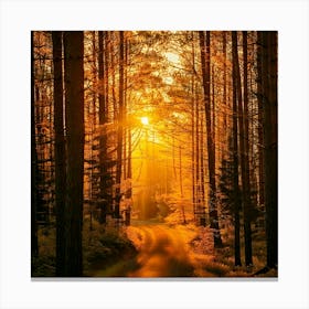 Firefly Golden Hour Glow Forest Emphasizes Warm, Golden Tones For A Sunlit Scene 2 Canvas Print