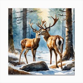 Deer In The Woods 75 Canvas Print