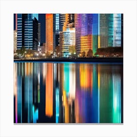 City Skyline At Night Canvas Print