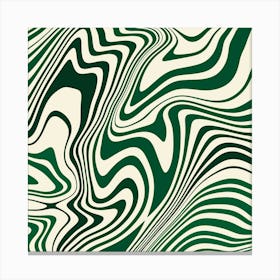Retro Green Swirl Abstract Pattern Canvas Print