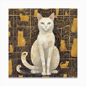 Gustav Klimt Style Cats Collection 1 Canvas Print