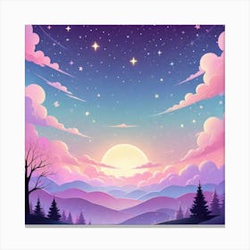 Sky With Twinkling Stars In Pastel Colors Square Composition 91 Canvas Print