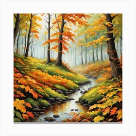 Forest In Autumn In Minimalist Style Square Composition 28 Canvas Print