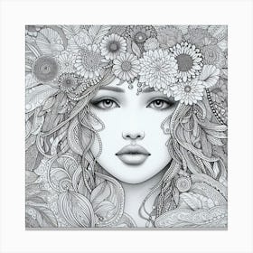 Young Lady Colouring 1 Canvas Print