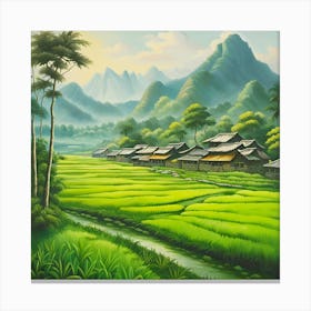 A Peaceful Village in the Valley: A Portrait of Rural Life and Culture Canvas Print