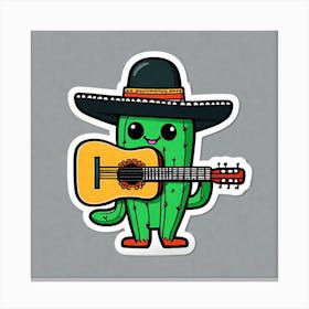 Cactus With Guitar 12 Canvas Print