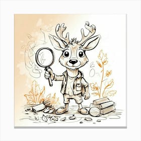 Deer With Magnifying Glass 10 Canvas Print