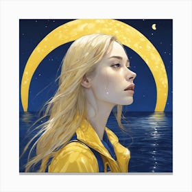 Moon And The Girl Canvas Print