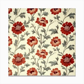 Wallpaper With Red Flowers Art Canvas Print