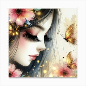 Girl With Butterflies 1 Canvas Print